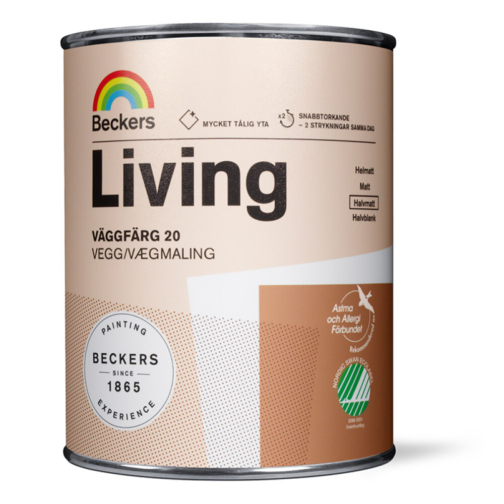 Veggmaling Beckers Living 20 A-Base 9L Hvit