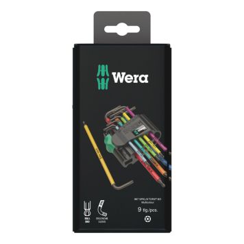  VINKELSKRUTREKKERSSETT WERA MULTICOLOR TORX 9 STK                         