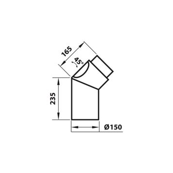 SKORSTEINSBØY ADURO 45° MED RENSELUKE 235X165MM