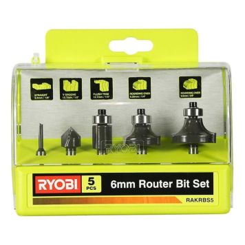 FRESESTÅLSETT RYOBI RAKRBS5 6MM 5 DEL