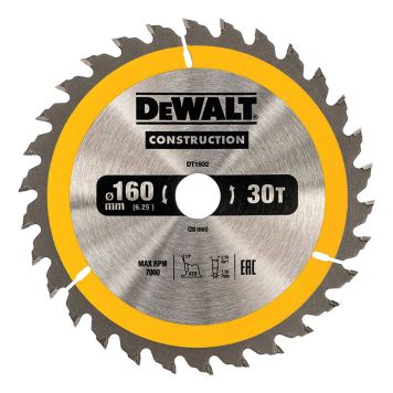 SIRKELSAGBLAD DEWALT DT1932-QZ CONSTRUCTION 160X20MM 30T