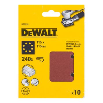 SLIPEPAPIR DEWALT 1/4 K240 115X115MM 10STK