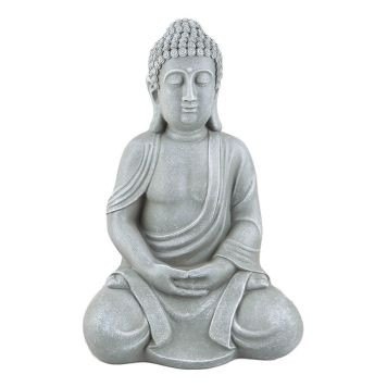 HAGEDEKORASJON BUDDHA SITTENDE 30CM GRÅ