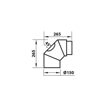 SKORSTEINSBØY ADURO 2X45° MED RENSELUKE 265X265MM