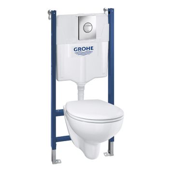 TOALETT GROHE VEGGHENGT 5-I-1 SETT SOLIDO + WC-SKÅL BAU