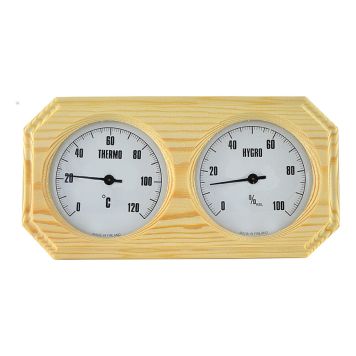 BADSTUETERMOMETER OG HYGROMETER SAUNIA 25X12CM FURU