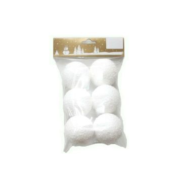 SNØBALLER 6CM HVIT 6PK               