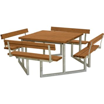 BENKESETT PLUS TWIST MED 4 RYGGSTØTTER TEAK 227X227X76/