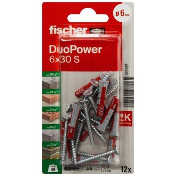 UNIVERSALPLUGG FISCHER DUOPOWER 6X30MM 12STK