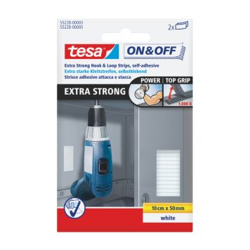 BORRELÅSTAPE TESA EXTRA STRONG STRIPS HVIT 0,1X100 MM