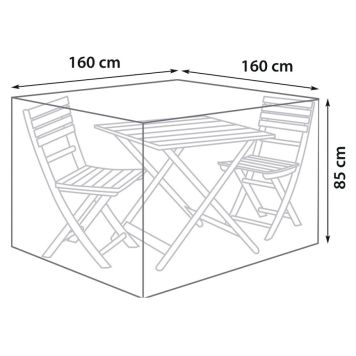 OVERTREKK SUNFUN CAFESETT SVART 160X160X85 CM