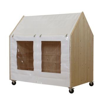 MINIHUS PÅ HJUL PLUS SHELTER 123X203CM NATUR