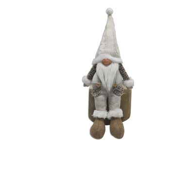 NISSE SITTENDE JUTE HVIT 41CM