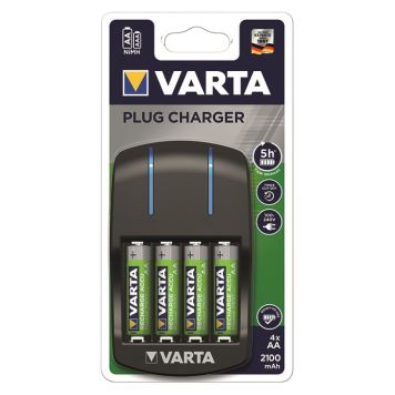 BATTERILADER VARTA PLUG CHARGER INKL. 4XAA