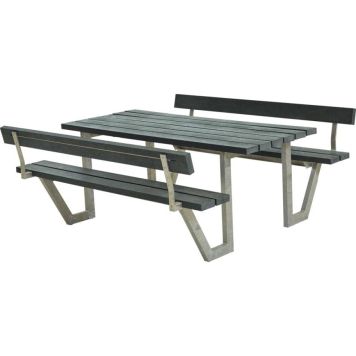 HAGEMØBEL PLUS BORD/BENKESETT WEGA RETEX 2 RYGGSTØTTER 204X76CM GRÅ