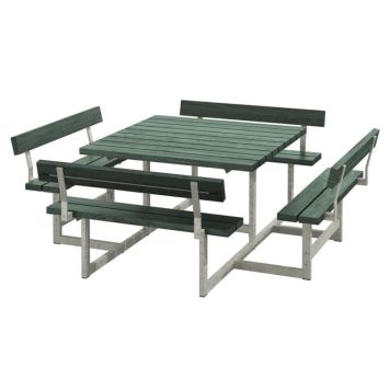 HAGEMØBEL PLUS BORD/BENKSETT MED RYGGSTØTTE RETEX 224X76CM GRØNN