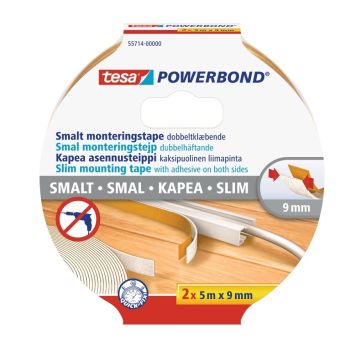 MONTERINGSTAPE TESA POWERBOND SLIM 2STK 5MX9MM