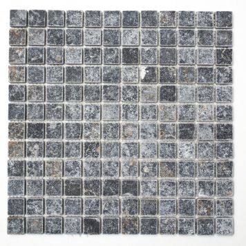 MOSAIKK NATURSTEIN ANTIKK MARMOR SVART 2,3X2,3CM