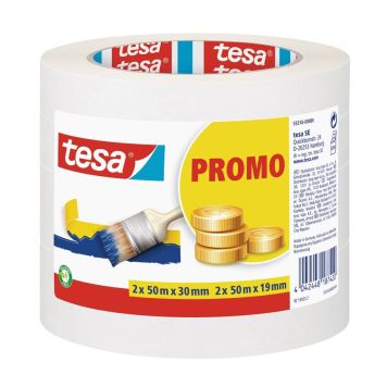 MASKERINGSTAPE TESA 2X50MX30MM/2X50MX19MM 4-PACK