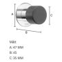 DØRSTOPPER BESLAGSBODEN 45MM POLERT STÅL